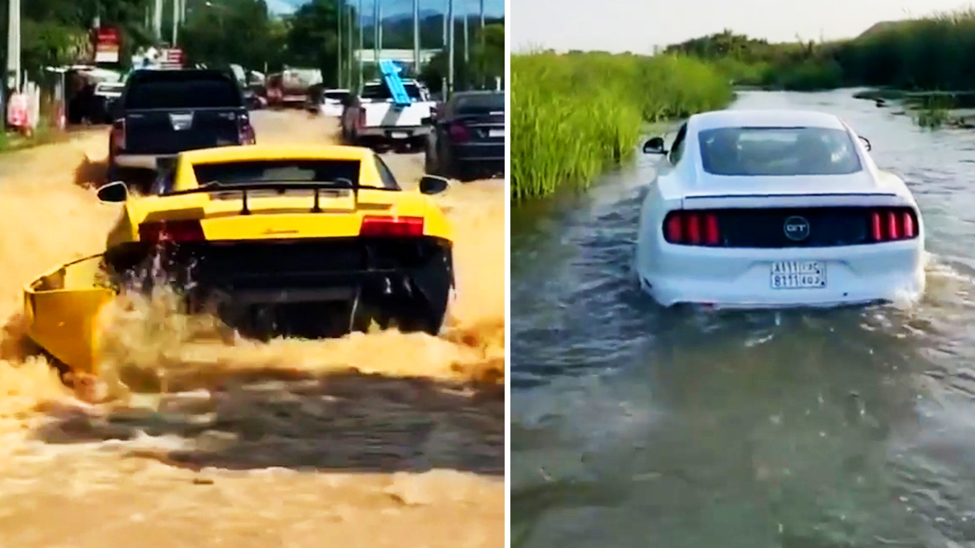 Lamborghini Gallardo va Ford Mustang tro tai loi nuoc hinh anh