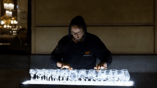 Choi nhac bang ly nuoc hinh anh