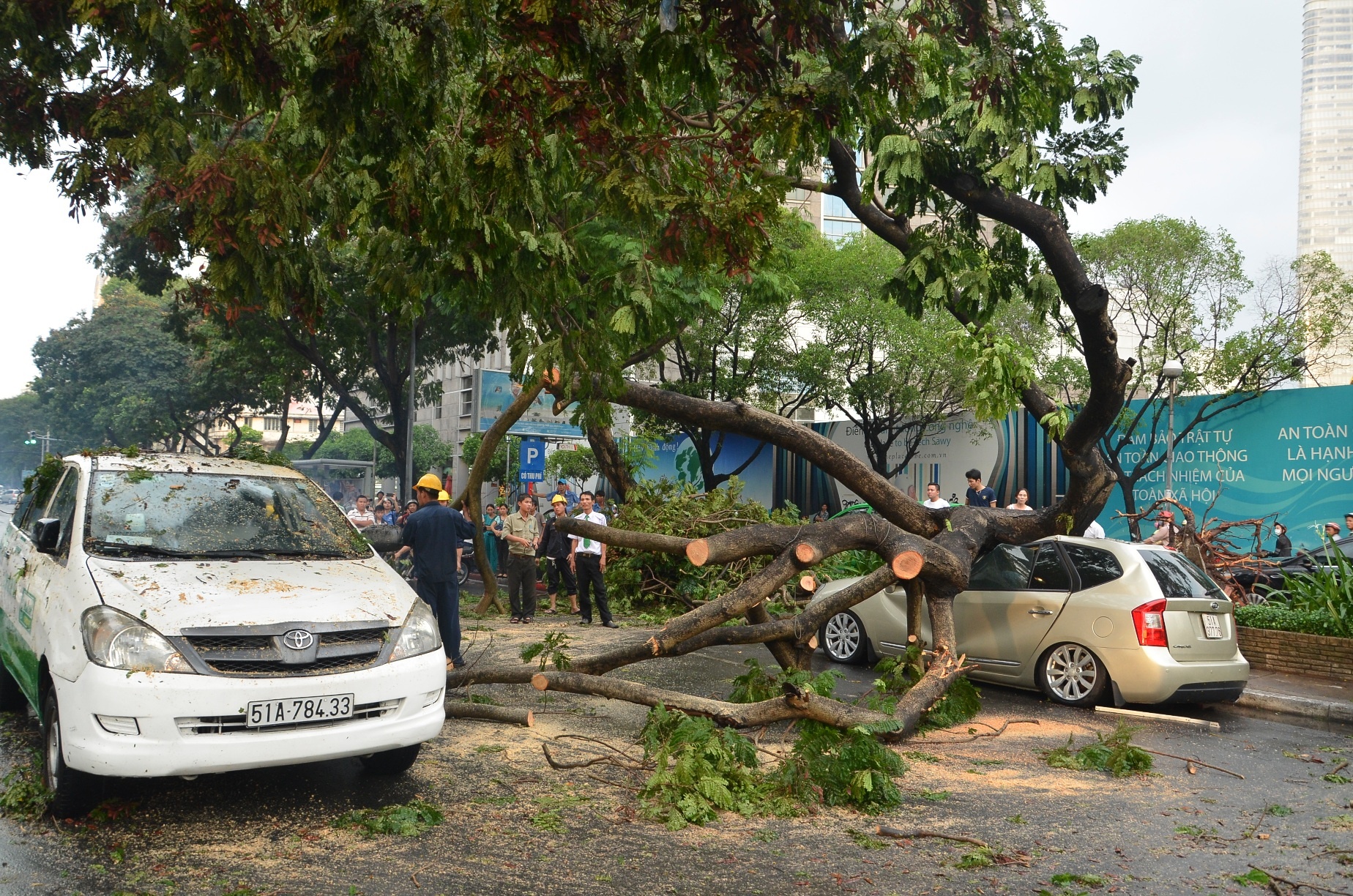 Cay nga do de bep oto giua trung tam Sai Gon hinh anh