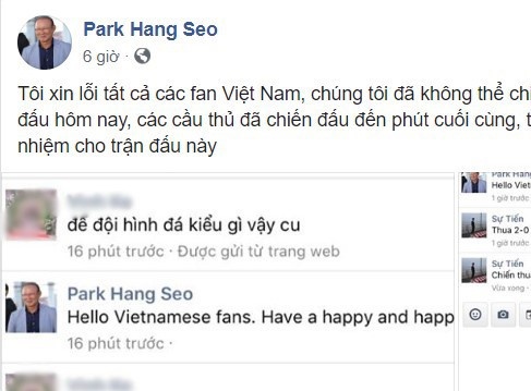 HLV Park Hang-seo len tieng ve Facebook gia mao khien ong bi 'nem da' hinh anh