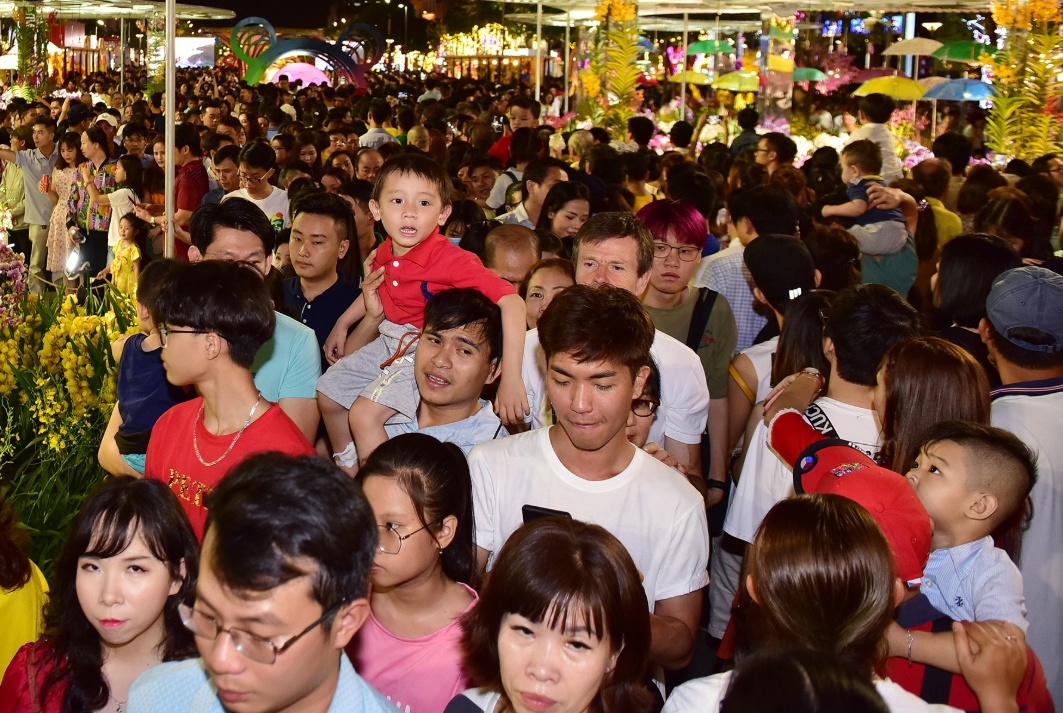 Hang nghin nguoi tham quan duong hoa Nguyen Hue dem 28 Tet hinh anh