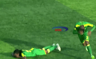 Cau thu va trong tai chay khoi san vi bi ong dot hinh anh