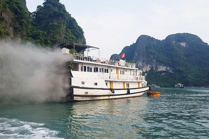 Chay tau du lich tren vinh Ha Long hinh anh