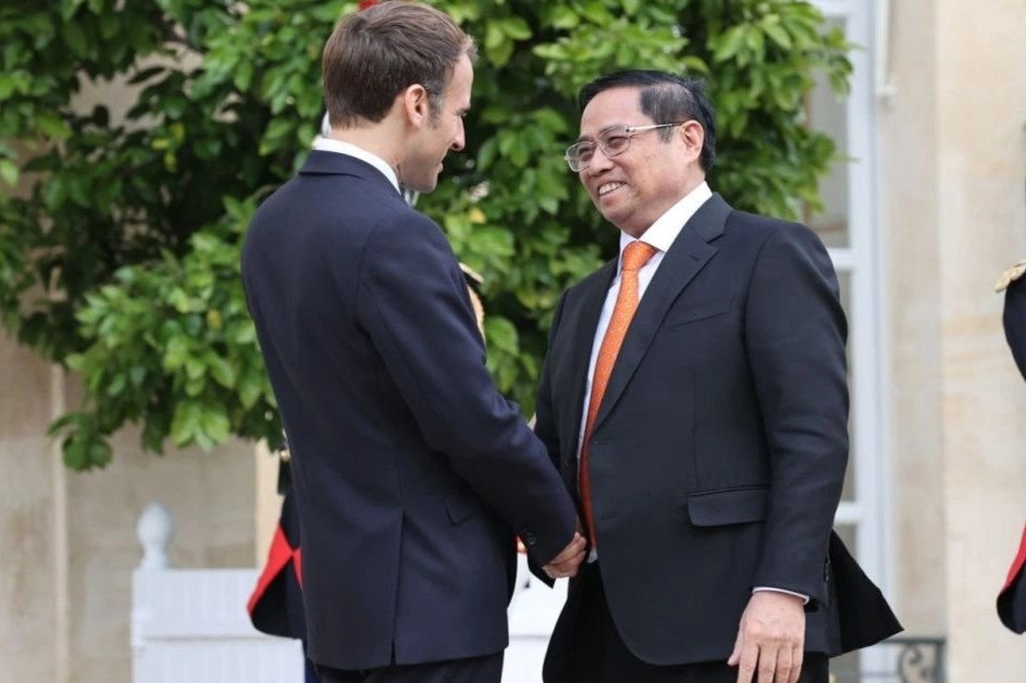 Thu tuong Pham Minh Chinh hoi kien Tong thong Phap Emmanuel Macron hinh anh