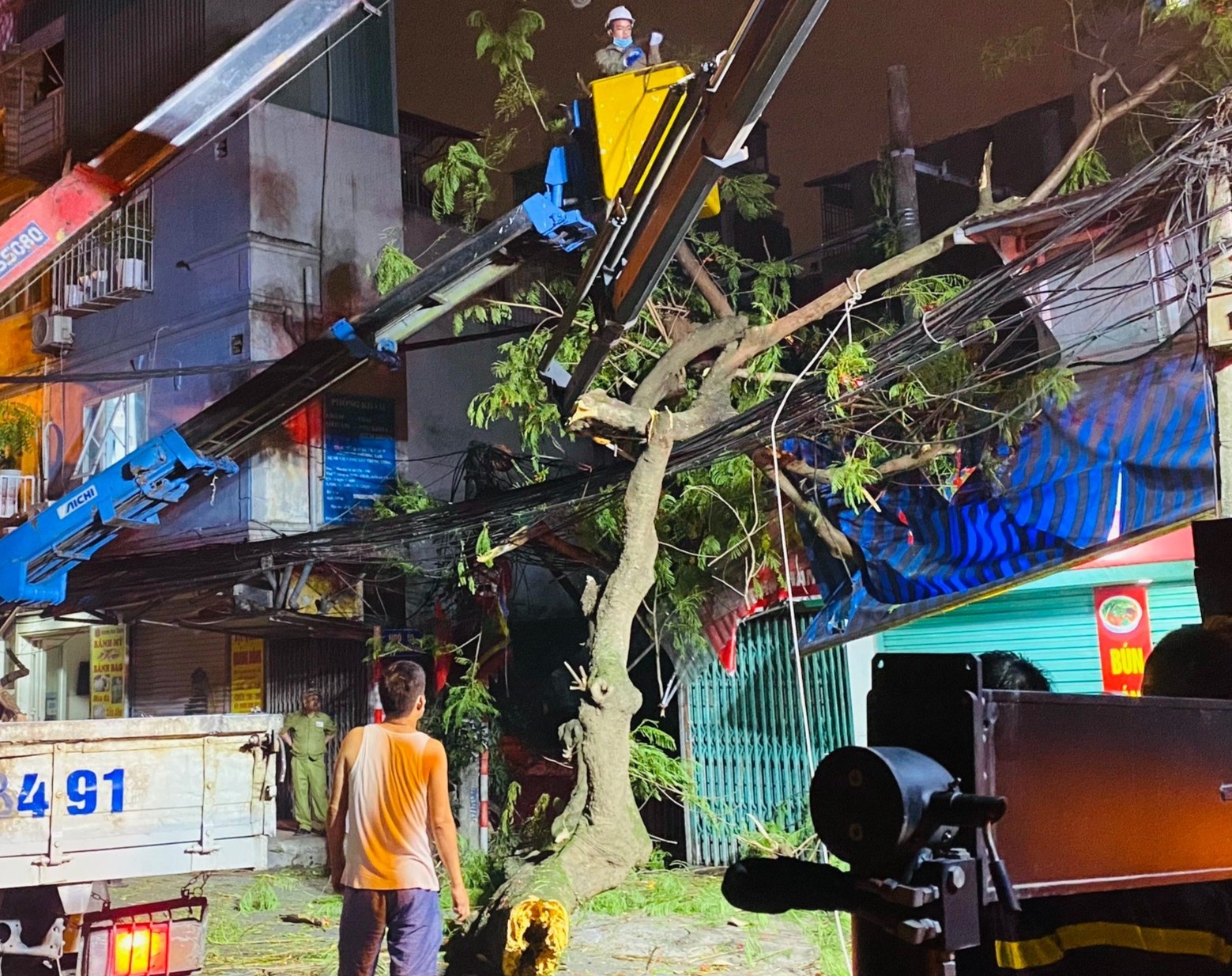 Xe container va vao cay co thu, canh gay de trung mot hoc sinh hinh anh