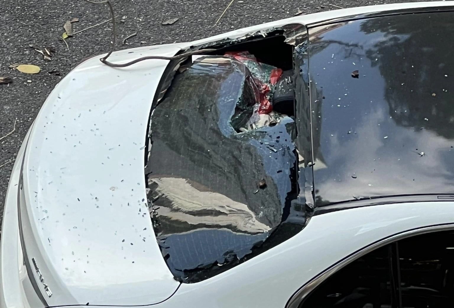 Xe sang tien ty bi canh cay de vo kinh hinh anh