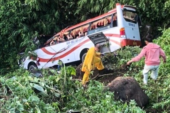 Xe cho hon 20 khach du lich lao xuong vuc sau hinh anh