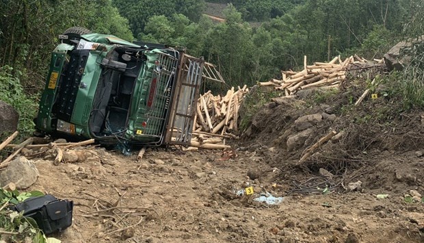 Lat xe cho go, 2 thai phu bi thuong hinh anh