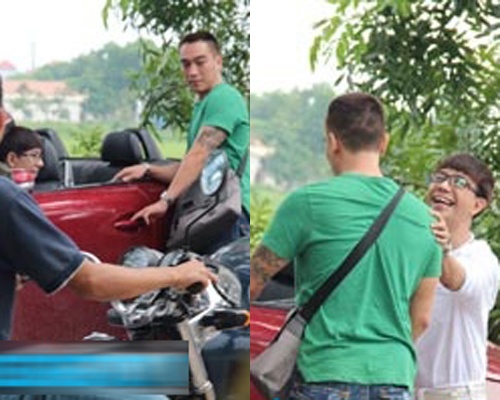 Long Nhat lai xe Lexus dao pho Ha Noi cung ban trai hinh anh