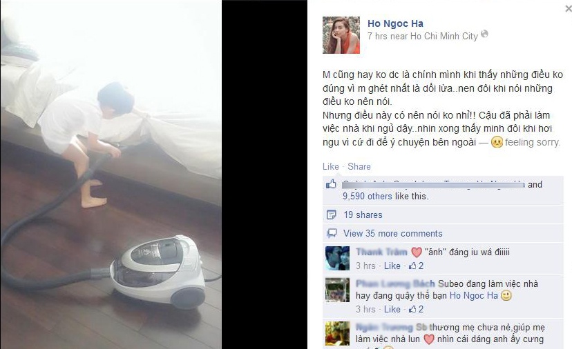 Chia sẻ của Hà Hồ trên trang cá nhân.