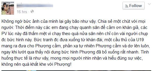 Chia sẻ của một phóng viên ảnh đã giải oan cho Công Phượng. 