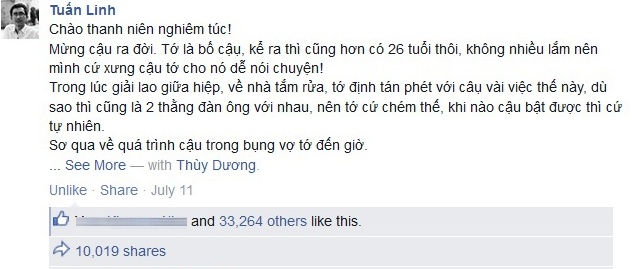 Chia sẻ của Tuấn Linh trên  Facebook.