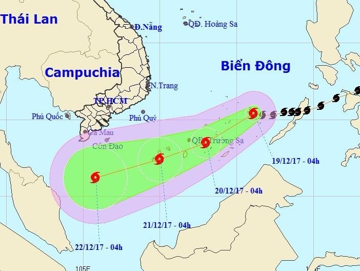 Bao so 15 huong ve vung bien phia nam hinh anh