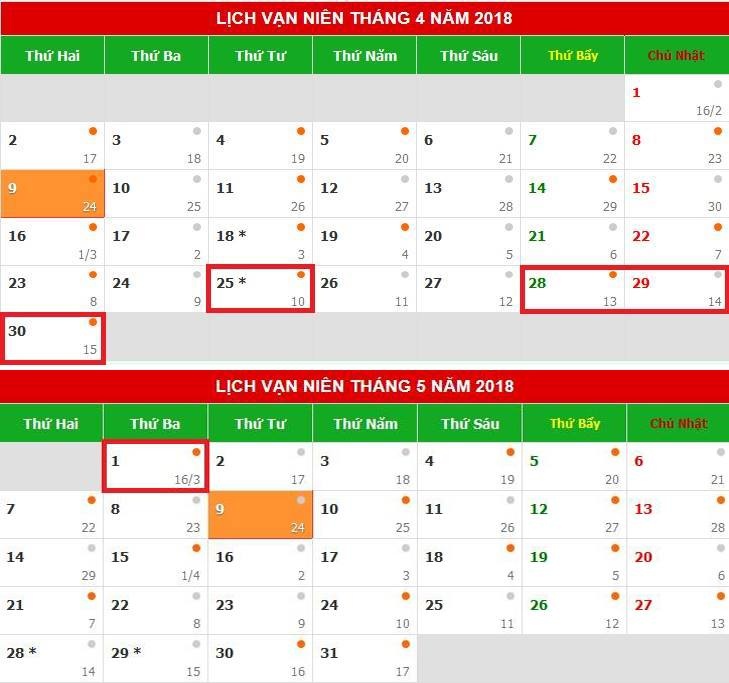 Lịch nghỉ lễ năm 2018 ảnh 1 Lich nghi le nam 2018 anh 1