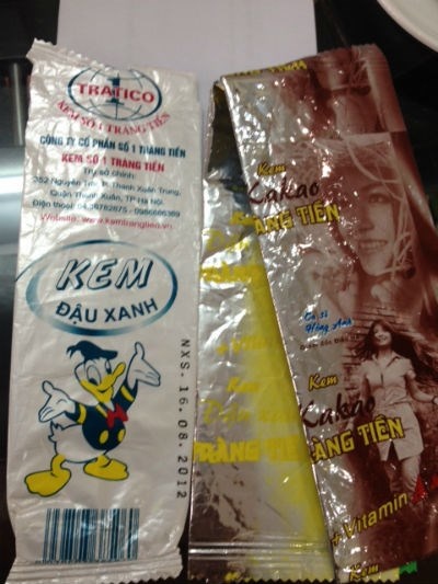 Một số loại kem nhái thương hiệu Tràng Tiền.