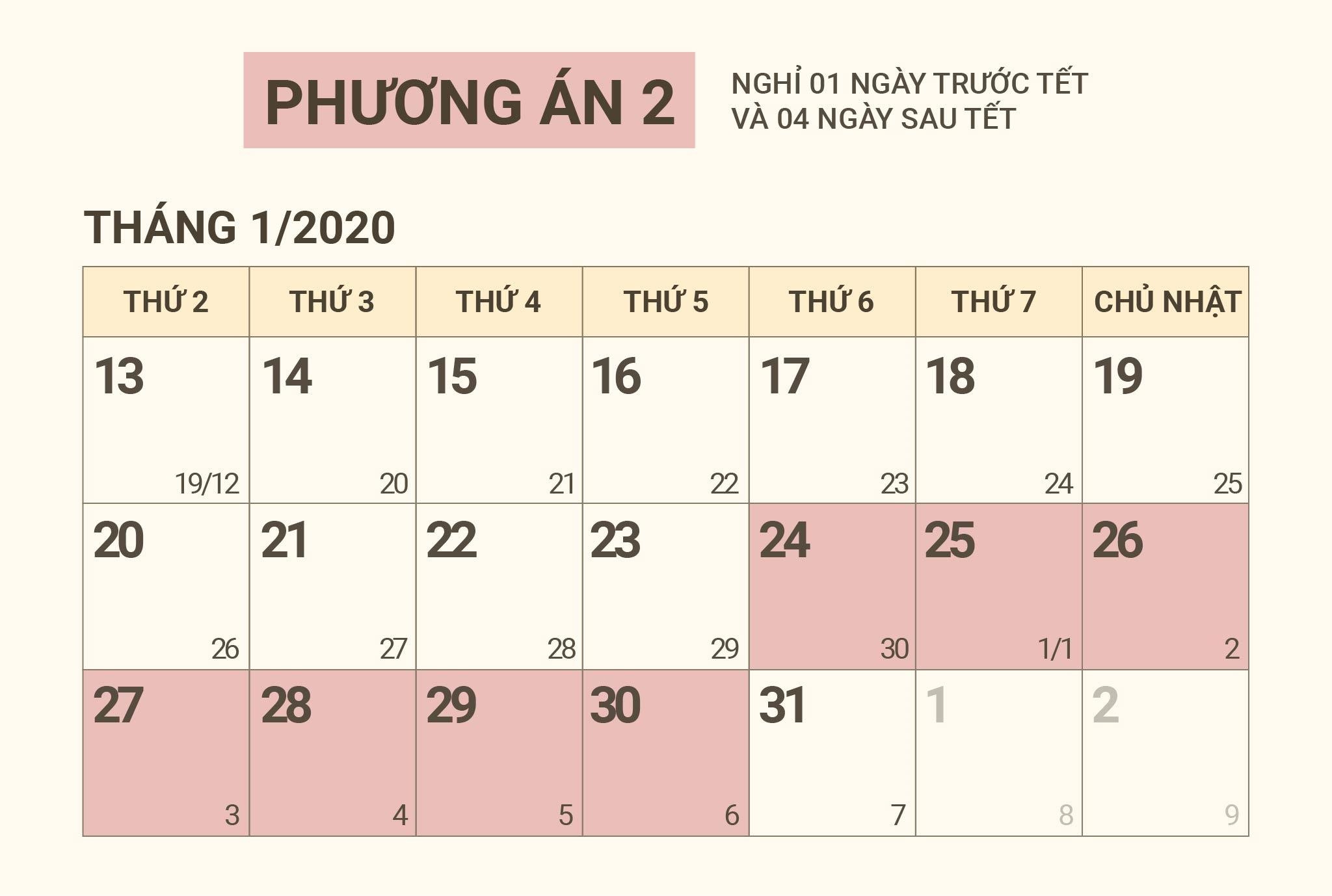 Hai phương án nghỉ Tết Nguyên đán 2020 ảnh 2 Hai phuong an nghi Tet Nguyen dan 2020 anh 2