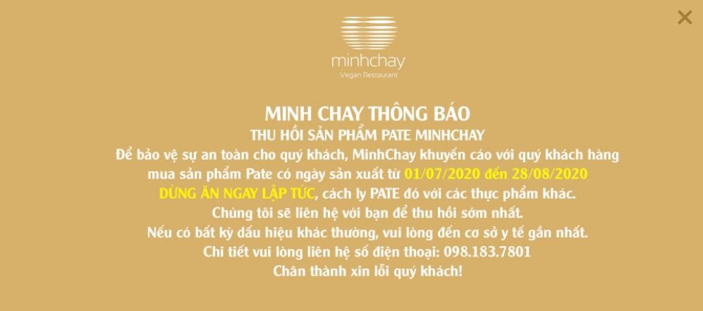 Pate Minh Chay thong bao thu hoi san pham co doc to cuc manh anh 1
