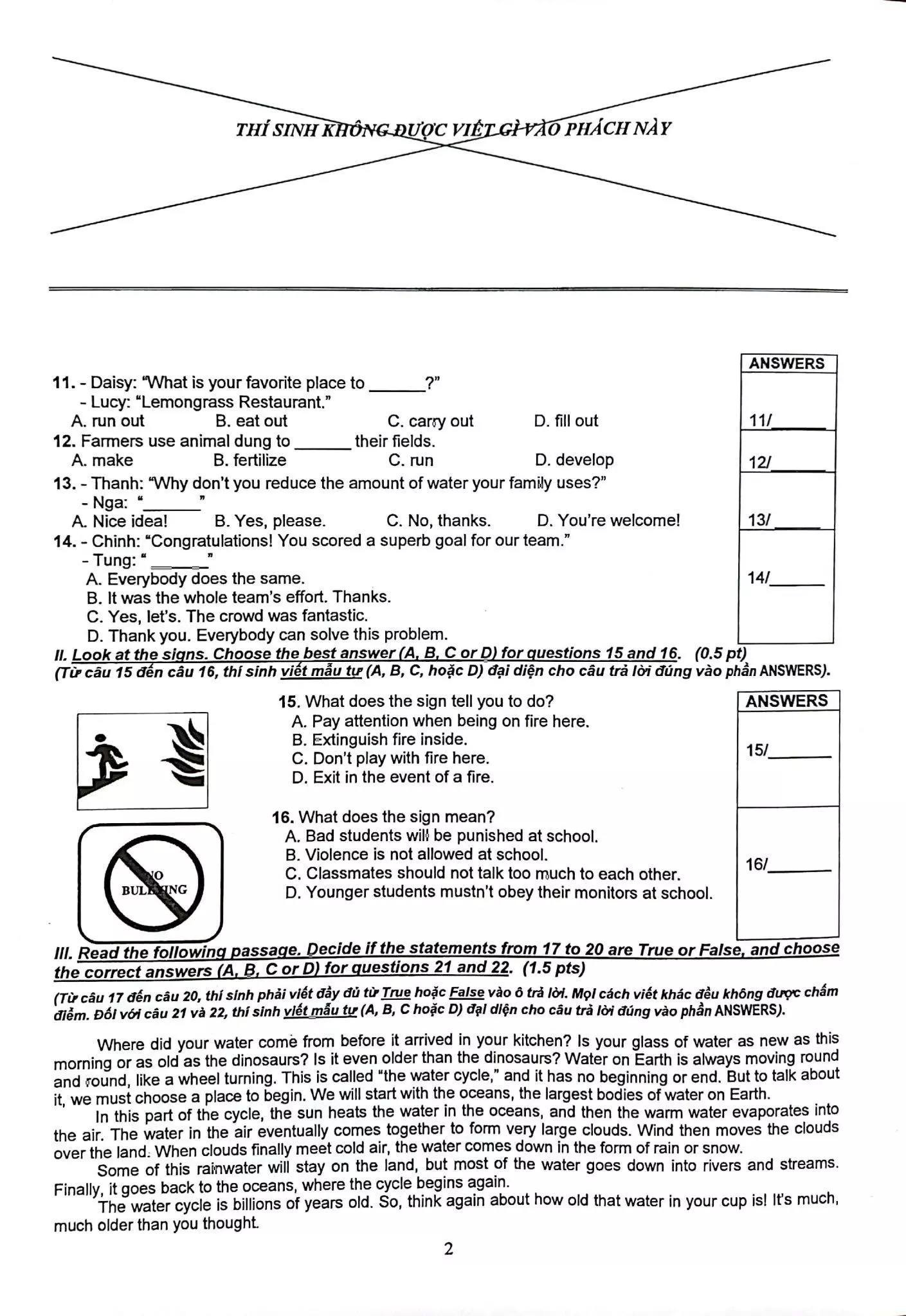 De thi mon tieng Anh vao 10 o TP.HCM anh 6