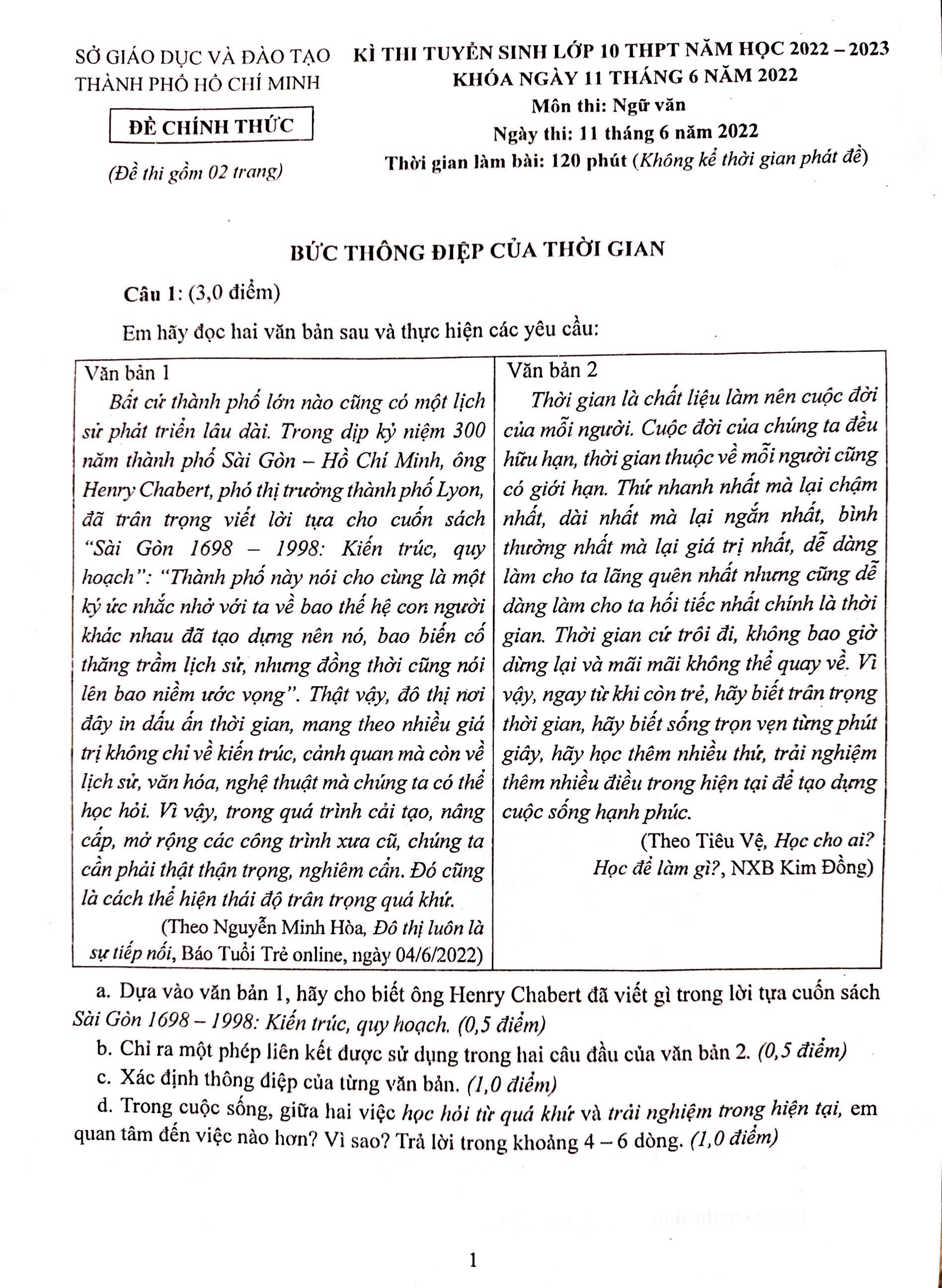 De thi mon Van lop 10 o TP.HCM anh 1