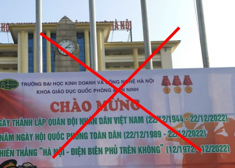 Dinh chi 2 can bo vu truong dai hoc treo pano in co Trung Quoc hinh anh