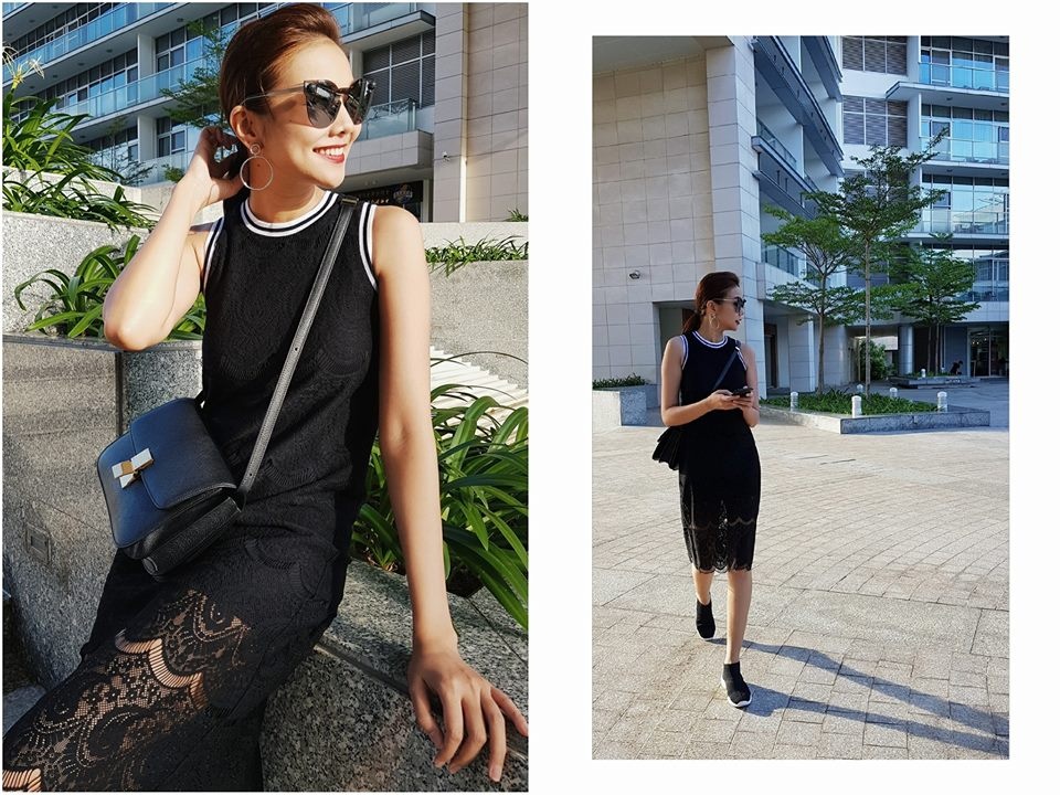Mix giày sneaker và váy ảnh 1 Mix giay sneaker va vay anh 1