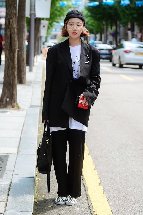 Ao khoac don vai len ngoi tuan qua tai street style Han anh 6