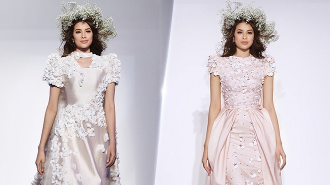 Pham Huong catwalk cung dan mau quoc te tai tuan le thoi trang A rap hinh anh