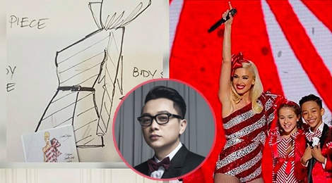 Ca si Gwen Stefani dien trang phuc cua NTK Cong Tri hinh anh