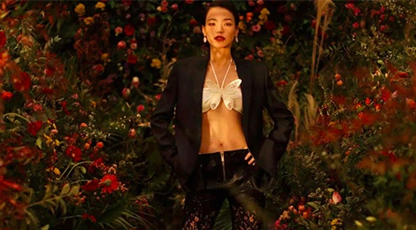 Thu Ky dien trang phuc ho noi y tao bao giua vuon hoa hinh anh