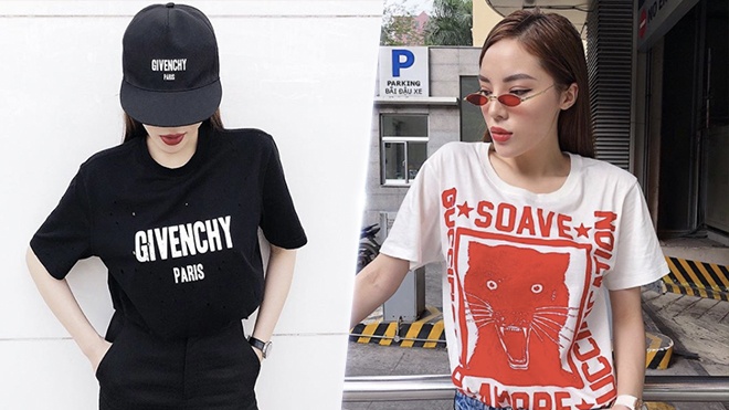 Hoa hau Ky Duyen 'nghien' ao thun hoa tiet ham ho hinh anh