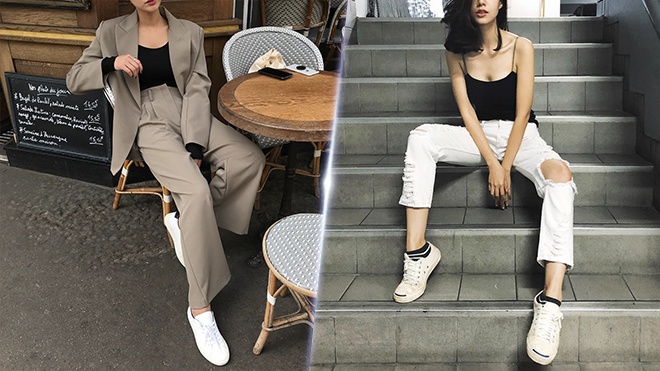 Sneakers trang co the bien hoa nhu the nao? hinh anh