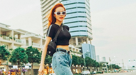 Street style sao Viet: Minh Hang, Chi Pu chuong crop-top khoe eo thon hinh anh
