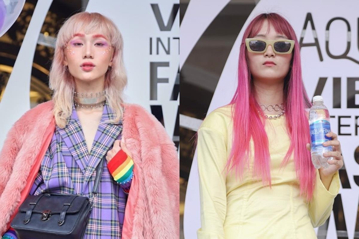 Ban tre nhuom toc sac mau thang giai o tuan le thoi trang hinh anh