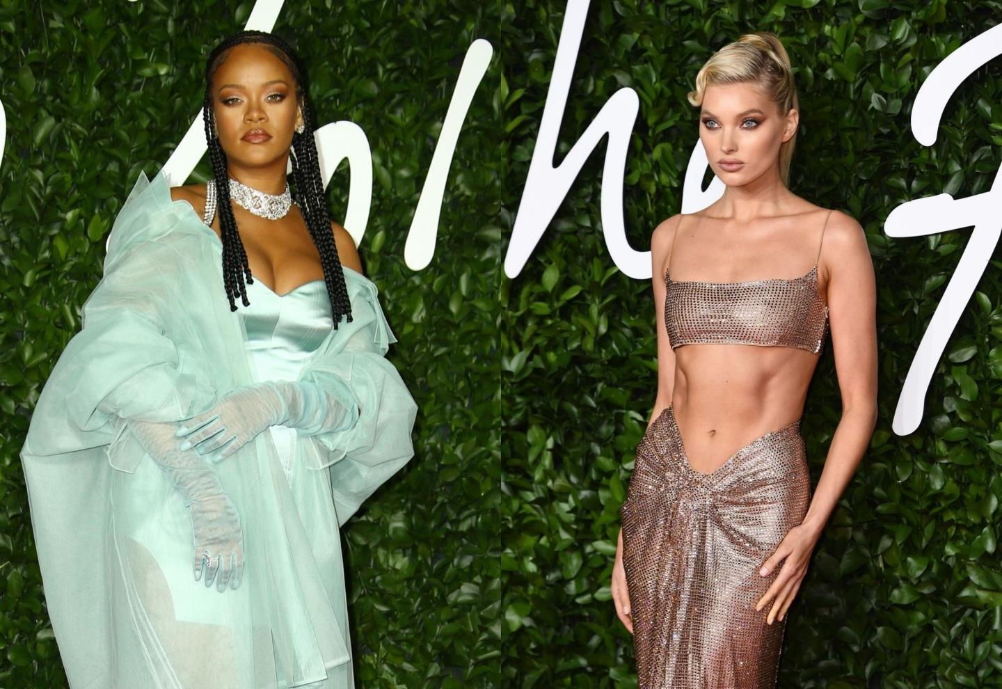 Rihanna mac dam xe nguc, Elsa Hosk dien do ho eo tren tham do hinh anh