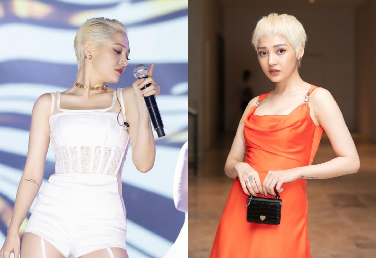 Bao Anh ngay cang thich dien do ho hang sau khi nhuom toc bach kim hinh anh