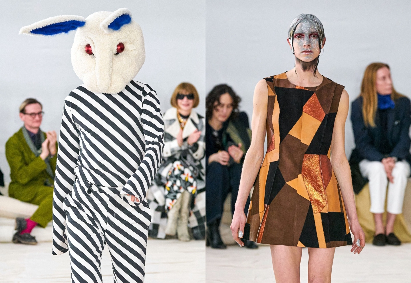 Nguoi mau deo dau tho, phu son kin mat dang so sai buoc tren san dien hinh anh