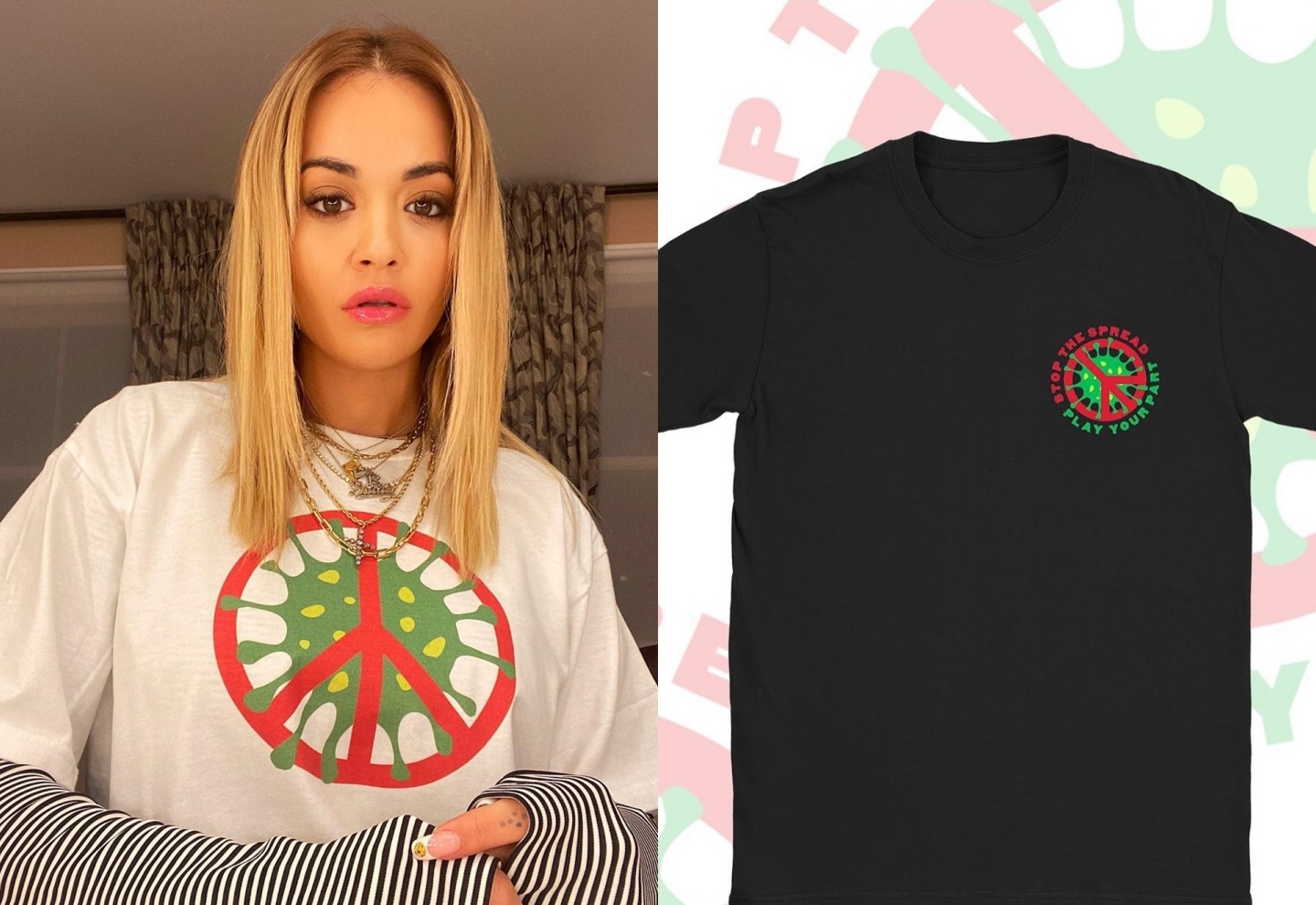 Ca si Rita Ora ban ao thun 8 USD, in hinh tieu diet virus hinh anh