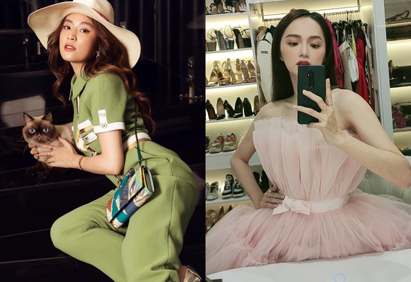 Hoang Thuy Linh dien ca cay xanh, Huong Giang o nha mac vay cong chua hinh anh