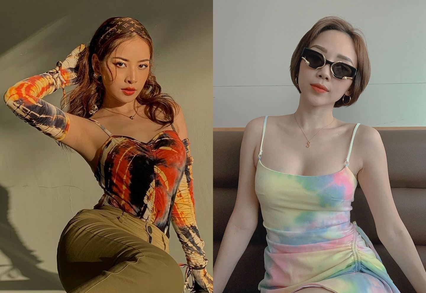 Chi Pu, Toc Tien khoe ve sexy voi mot mac vay ao loang lo mau sac hinh anh