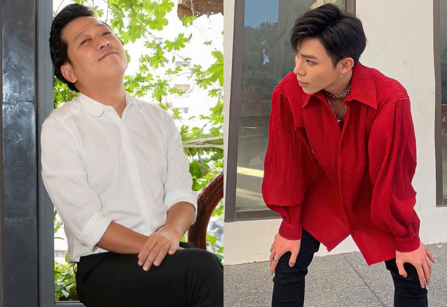 Truong Giang khoe anh mac so mi trang, Erik dien ao do sanh dieu hinh anh