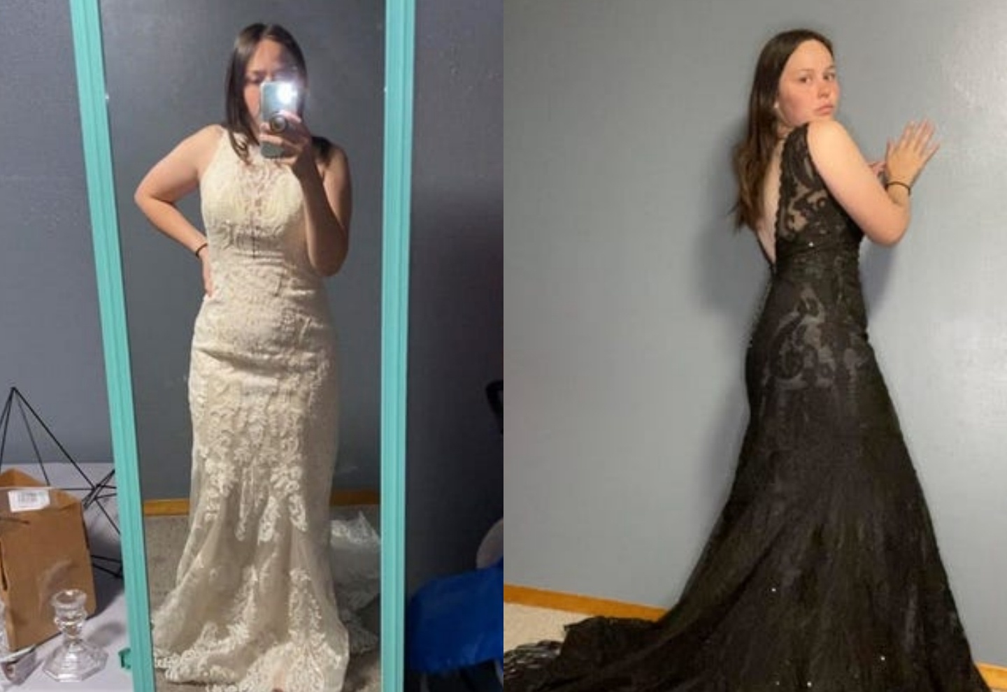 Co dau tu nhuom vay cuoi sang mau den hinh anh