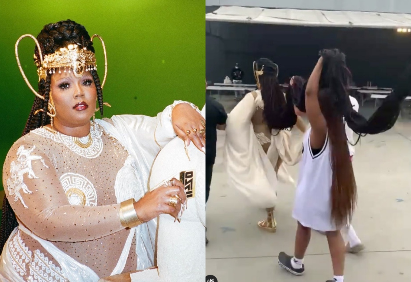 Ca si Lizzo can 4 nguoi nang mai toc dai 13 m hinh anh