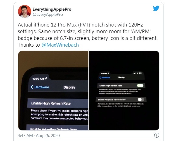iPhone 12 Pro Max co the co man hinh 120Hz anh 2
