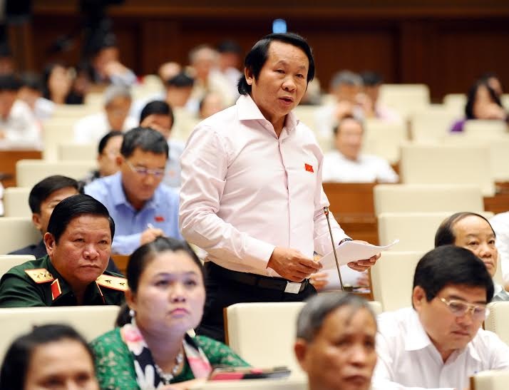 Đại biểu Thân Đức Nam phát biểu tại hội trường. Ảnh