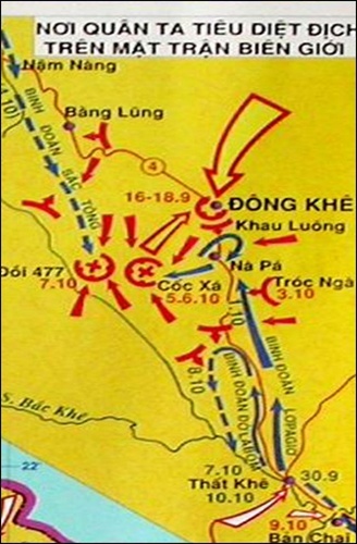 Lược đồ trận Đông Khê 1950. Nguồn: Tư liệu 