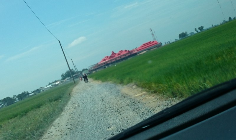 Con đường đất băng đồng lúa vào Gò Tà Mâu