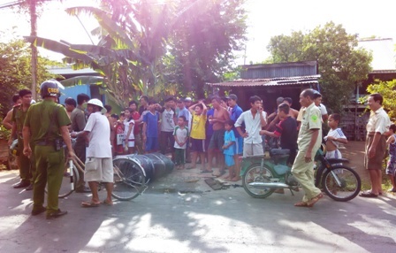 Hiện trường nơi xảy ra vụ nổ thùng phuy