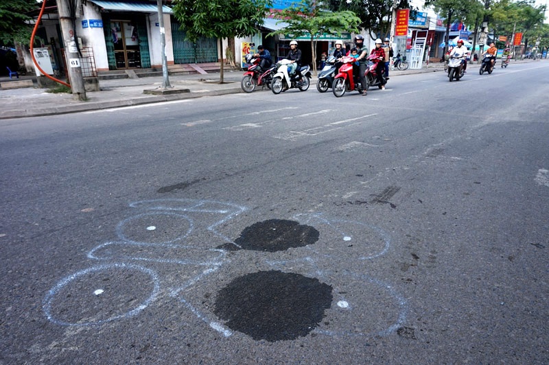 Sơ đồ còn lại sau một vụ TNGT xảy ra trên địa bàn thị xã Sông Công (Thái Nguyên) hồi tháng 11/2014.