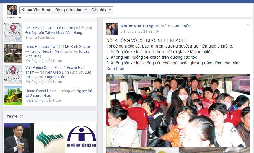 TS Khuất Việt Hùng thường xuyên sử dụng facebook để