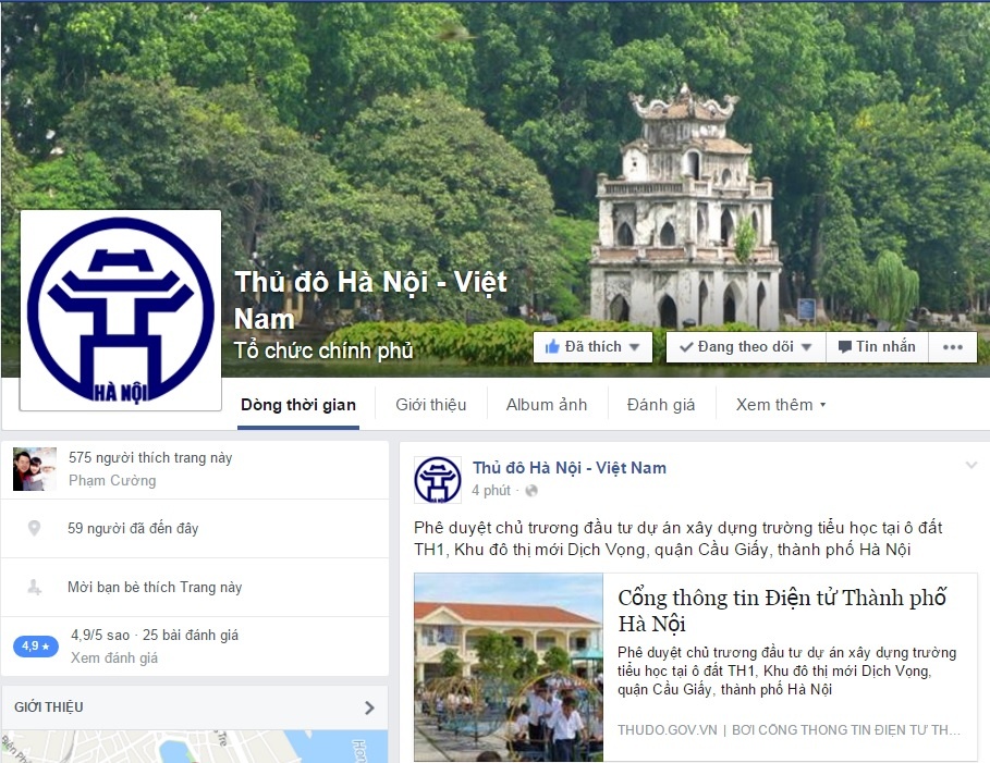Hà Nội sẽ chủ động cung cấp thông tin qua Facebook.